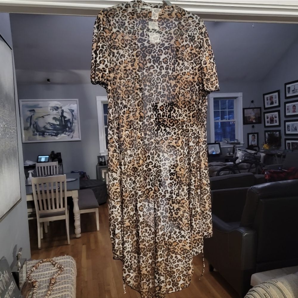 Jordan Taylor Women' Leopard open front Shear Beach Caftan Kimono Cover… - Picture 2 of 5